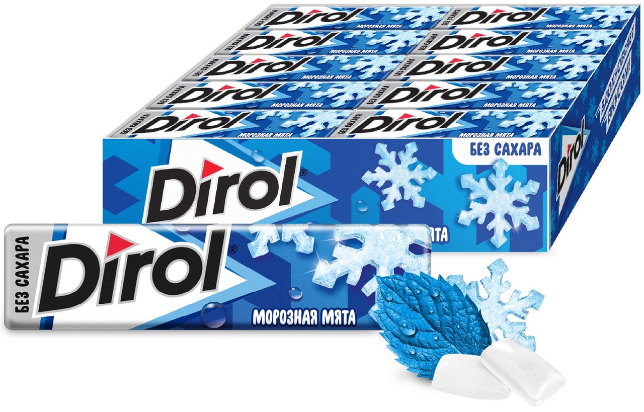 Жевательная резинка Dirol Морозная мята без сахара, 14г x 30 шт