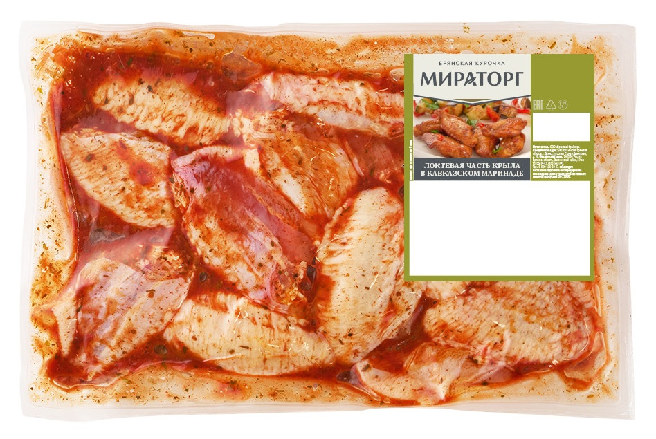 Изображение товара Часть крыла цыпленка-бройлера локтевая Мираторг в кавказском маринаде охлажденная, ~2.2кг