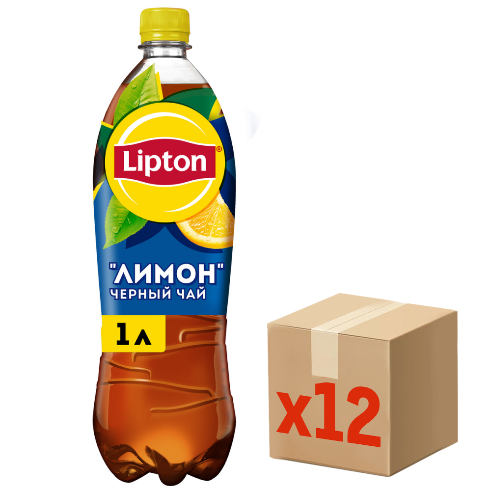 Холодный чай Lipton черный со вкусом лимона, 1л x 12 шт