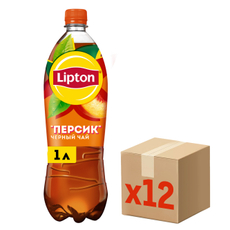 Холодный чай Lipton черный со вкусом персика, 1л x 12 шт