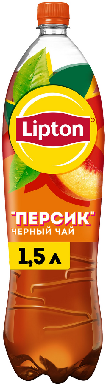 Холодный чай Lipton черный со вкусом персика, 1.5л