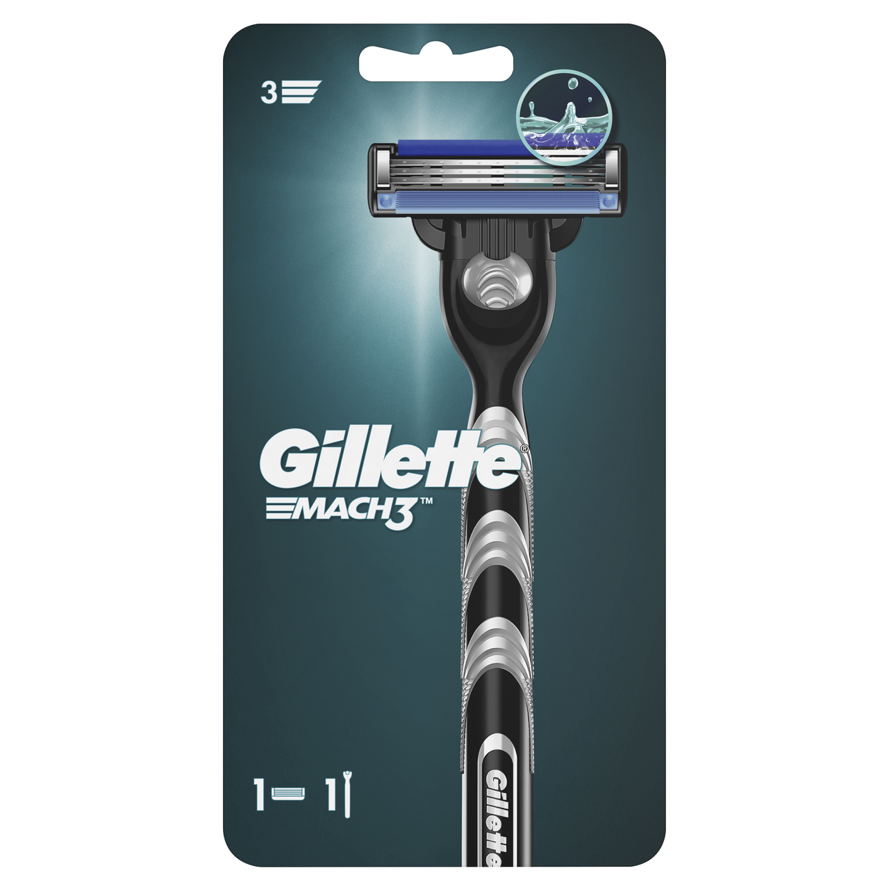 Изображение товара Мужская бритва Gillette Mach3 с 1 кассетой, сбалансированная ручка для комфортного бритья