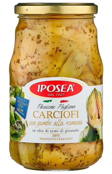 Артишоки Iposea По-римски со стеблем в масле, 510г