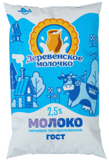 Молоко Деревенское молочко пастеризованное 2.5%, 900мл