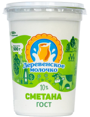 Сметана Деревенское молочко 10%, 500г
