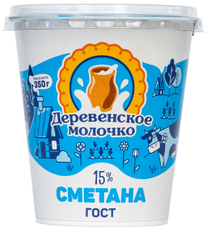 Сметана Деревенское молочко 15%, 350г