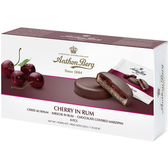 Набор шоколадных конфет Anthon Berg с марципаном Вишня в роме, 220г