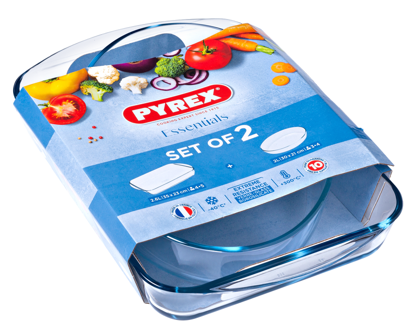 Изображение товара Набор жаропрочных блюд Pyrex из стекла двух размеров для запекания и подачи