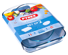 Набор блюд Pyrex жаропрочное стекло два размера 30 х 21см, 35 х 23см