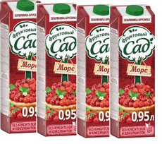 Морс Фруктовый Сад Северная ягода земляника и брусника, 950мл x 4 шт