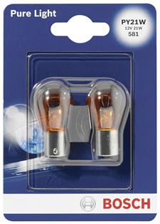 Лампа автомобильная BOSCH PY21W, 2 шт
