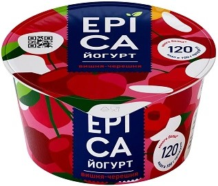 Йогурт Epica натуральный вишня черешня 4.8%, 130г