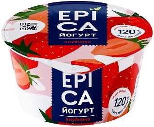 Йогурт Epica натуральный клубника 4.8%, 130г