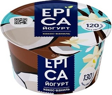 Йогурт Epica натуральный кокос ваниль 6.3%, 130г