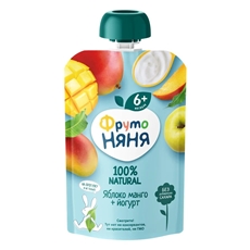 Пюре ФрутоНяня Яблоко, манго и йогурт с 6 месяцев, 90г