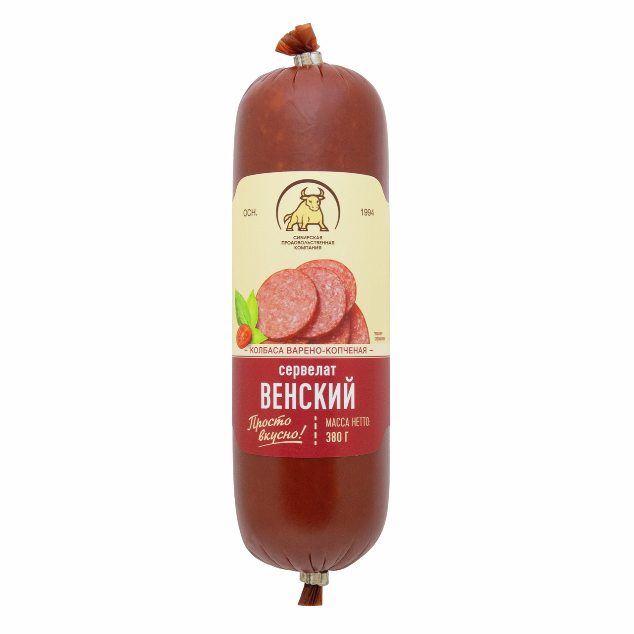 Колбаса СПК Сервелат Венский варено-копченая, 380г