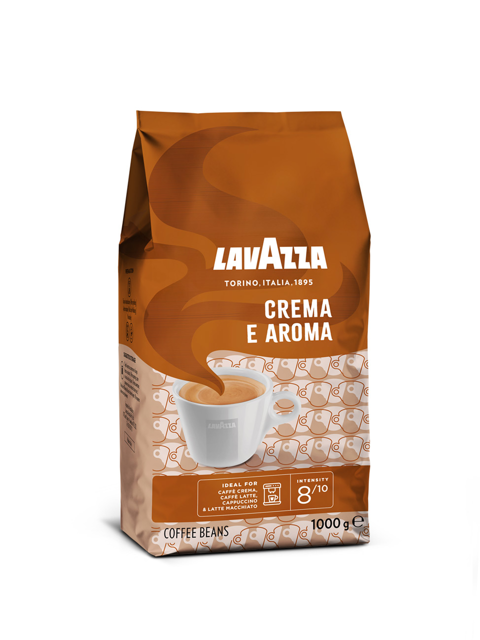 Кофе Lavazza Crema e Aroma натуральный жареный в зернах, 1кг купить с  доставкой на дом, цены в интернет-магазине