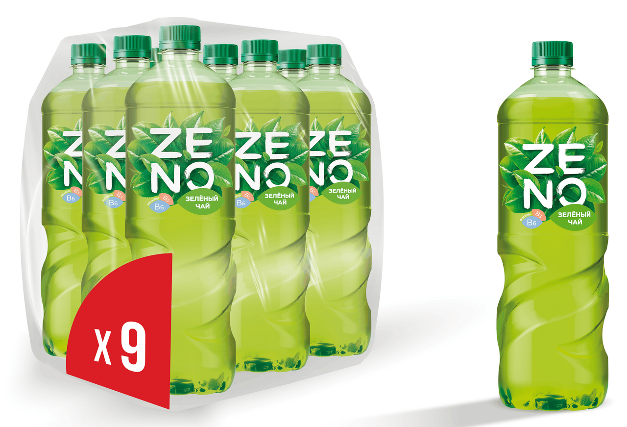 Холодный чай Zeno зеленый, 1л x 9 шт