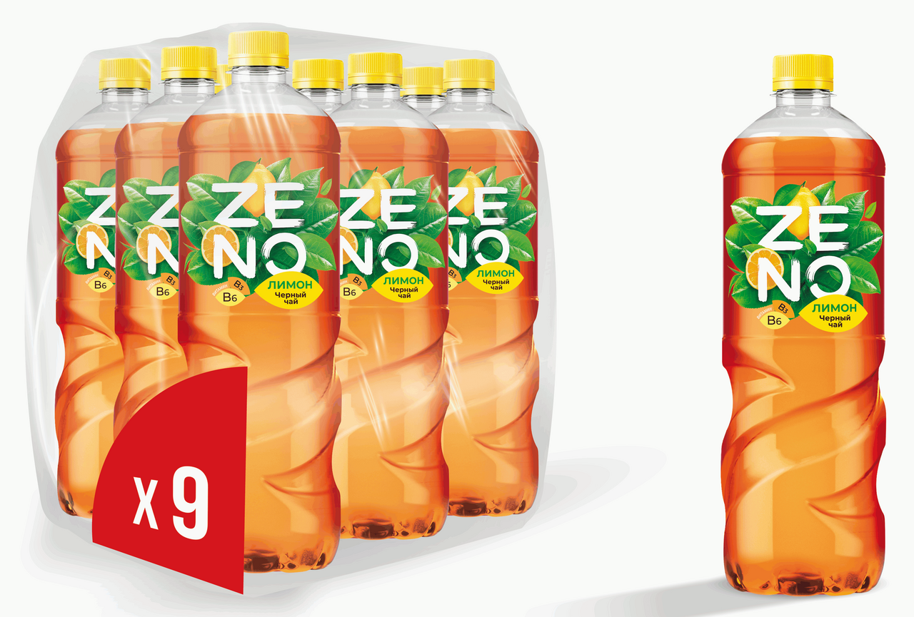 Холодный чай Zeno черный лимон, 1л x 9 шт
