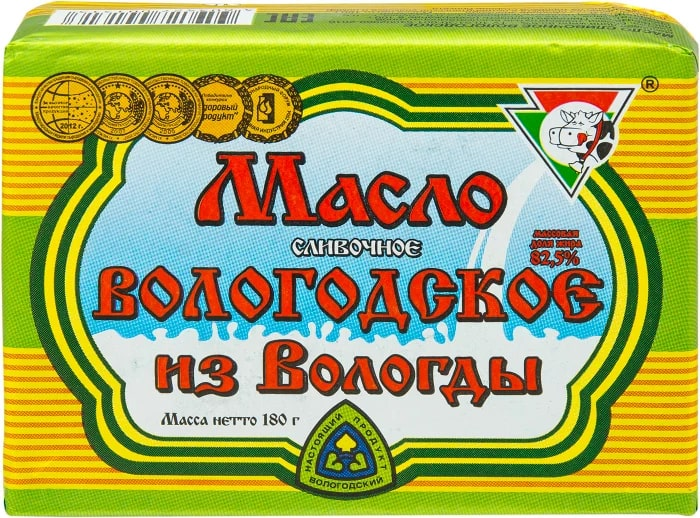 Масло сливочное Из Вологды Вологодское Традиционное 82.5%, 180г