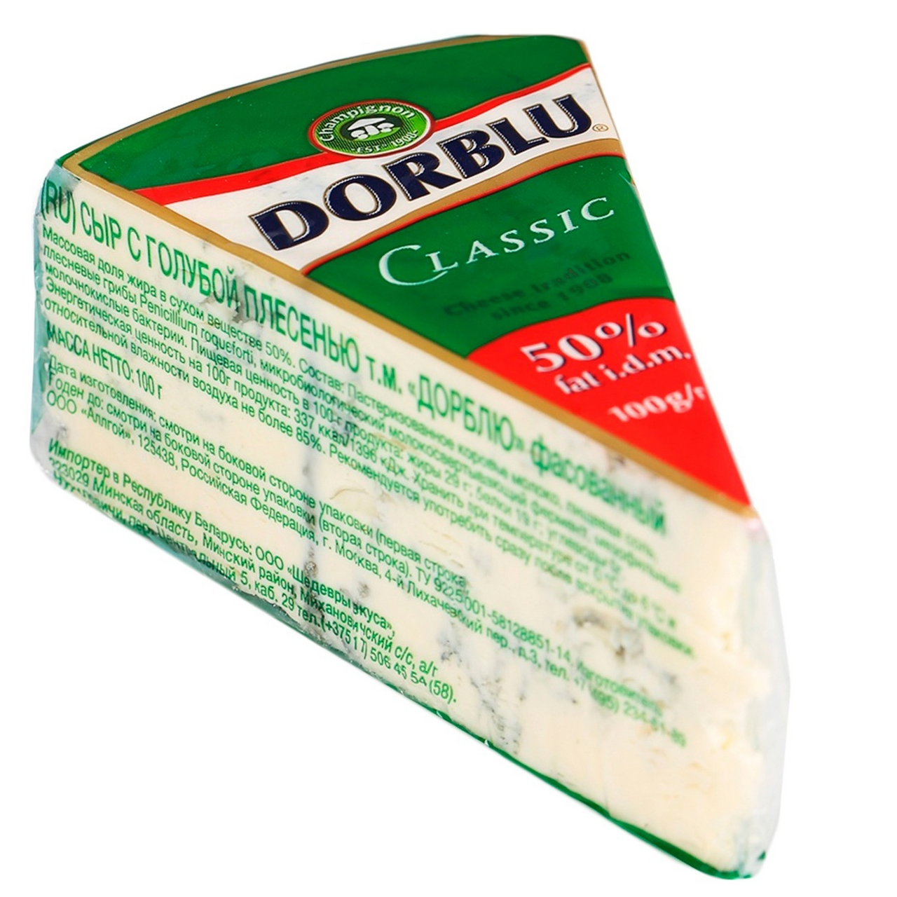 Сыр Dorblu Classic с голубой плесенью 50%, 100г купить с доставкой на дом,  цены в интернет-магазине