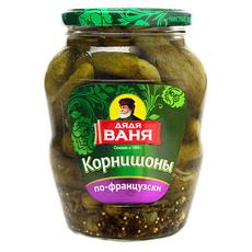Огурцы маринованные Дядя Ваня По-французски корнишоны, 680г