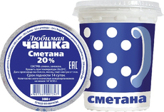 Сметана Янта Любимая чашка 20%, 380г