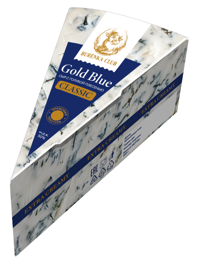 Сыр Burenka Club Gold Blue с голубой плесень 50%, 100г