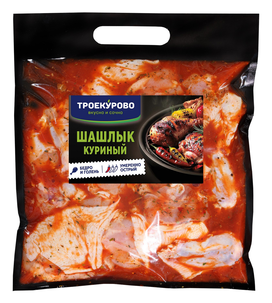 Шашлык цыпленка-бройлера Троекурово голень и бедро охлажденный, ~1.4кг