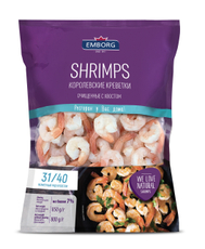 Креветки Emborg королевские очищенные варено-мороженые 31/40, 850г
