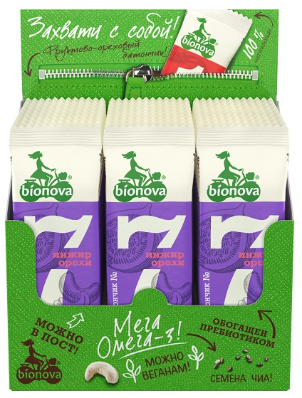 Изображение товара Батончик фруктово-ореховый Bionova № 7 с инжиром 35г