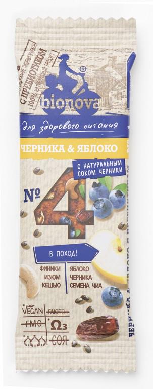 Батончик BIONOVA № 4 с черникой и яблоком, 35 г