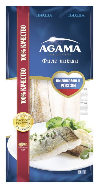 Рыба AGAMA филе пикши свежемороженое, 400г