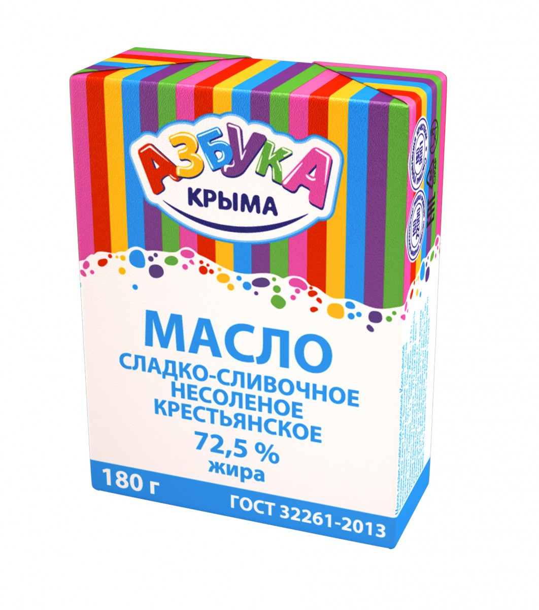 Масло сливочное Азбука Крыма Крестьянское ГОСТ 72.5%, 180г