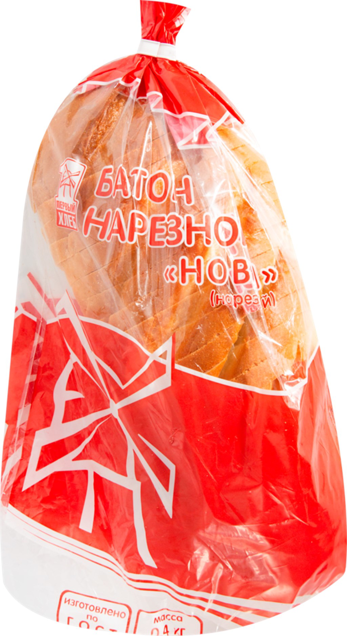 Батон Первый хлеб Новый нарезной нарезка, 400г