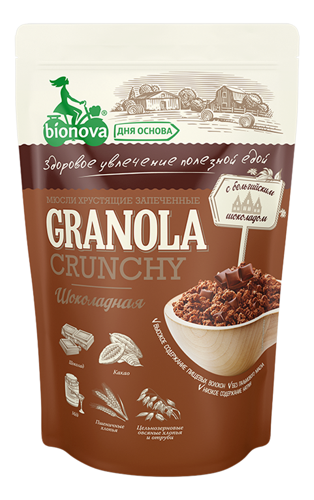 Мюсли-кранч Bionova шоколадные, 400г