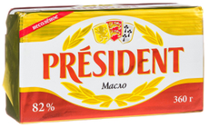 Масло сливочное President кислосливочное 82%, 360г
