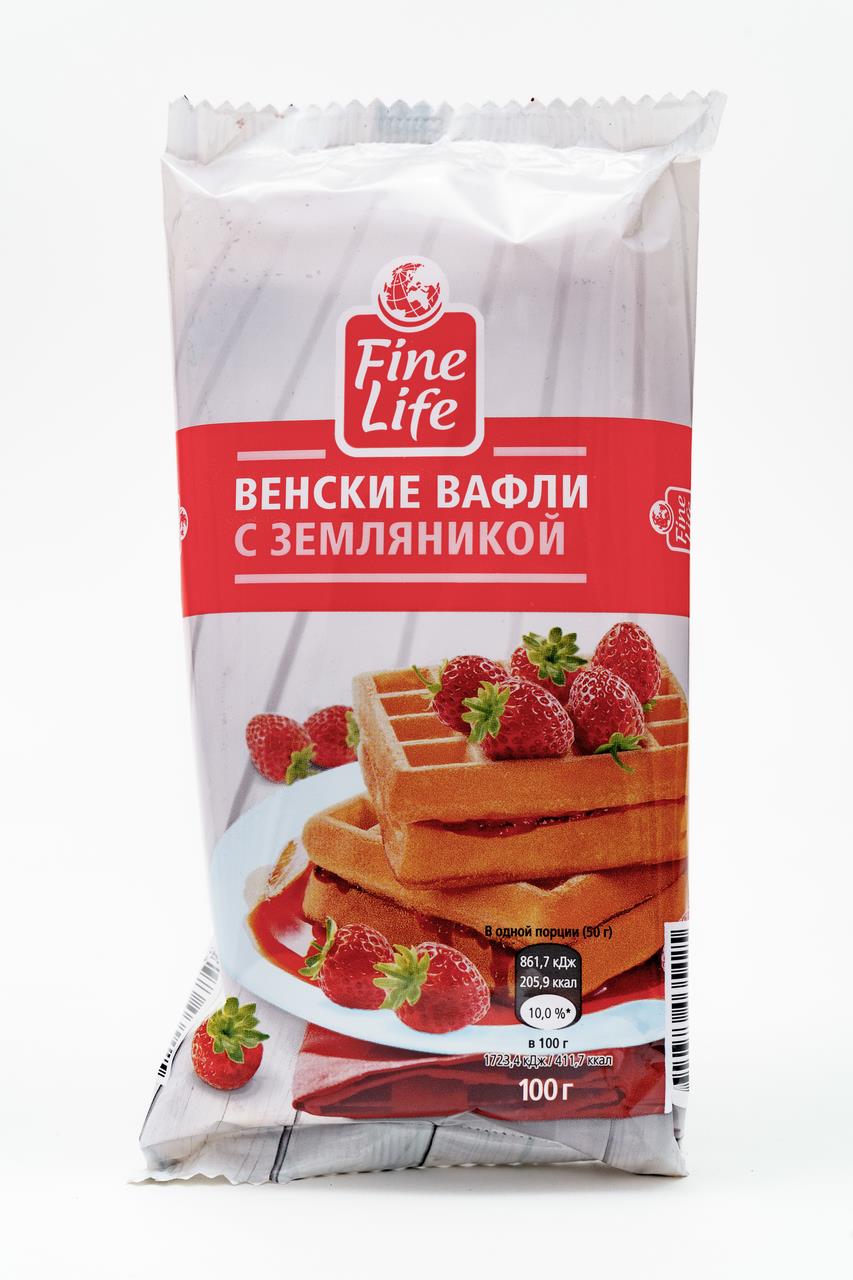 Венские вафли FINE LIFE с земляникой, 100 г