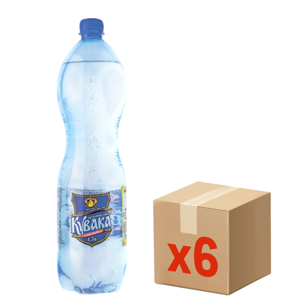 Вода Кувака минеральная столовая газированная, 1.5л x 6 шт