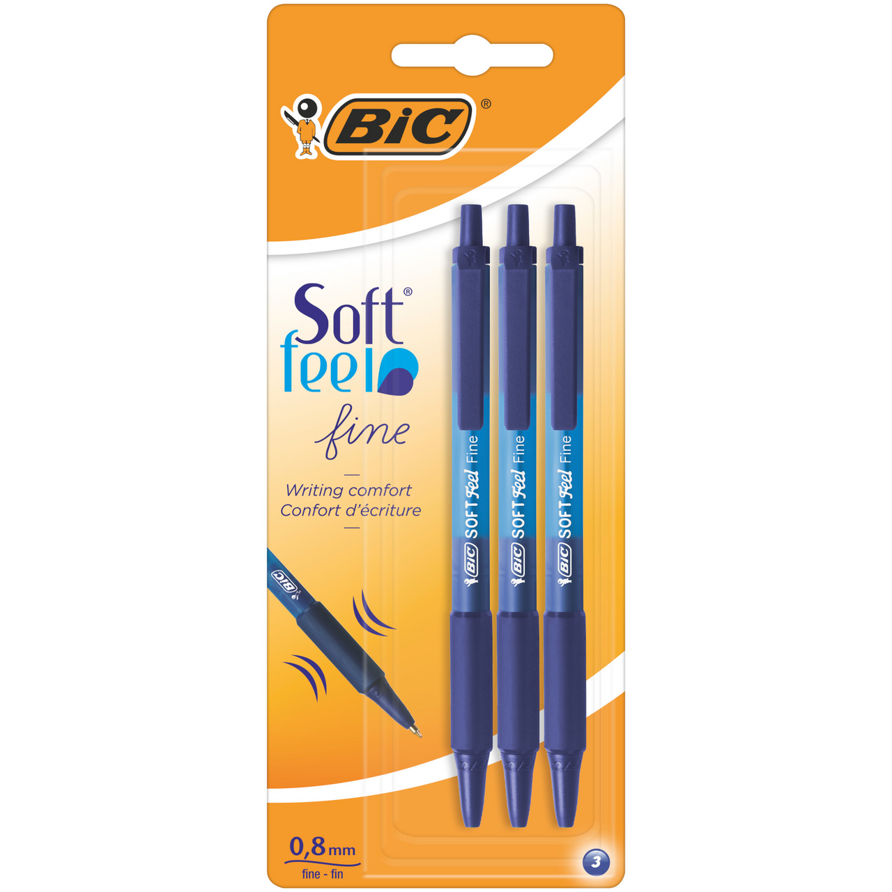 Ручки шариковые BIC Soft Feel Fine синие, 3шт купить с доставкой на дом,  цены в интернет-магазине