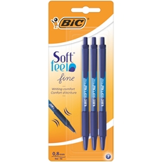 Ручки шариковые BIC Soft Feel Fine синие, 3шт