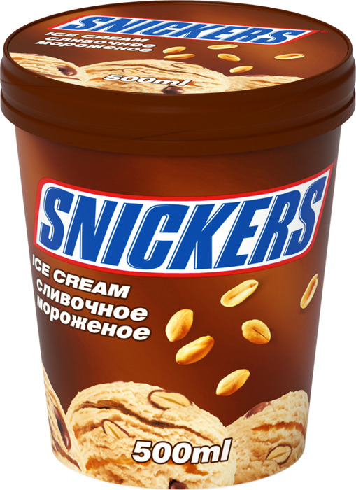 Мороженое молочное SNICKERS ведерко, 500 мл купить с доставкой на дом ...