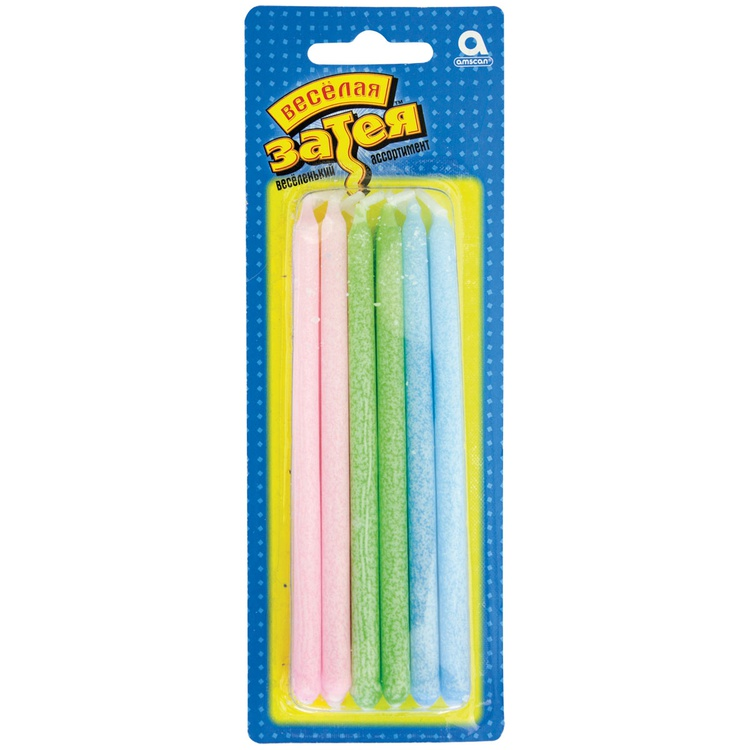 Свечи для торта Веселая затея пастель 13см, 12шт