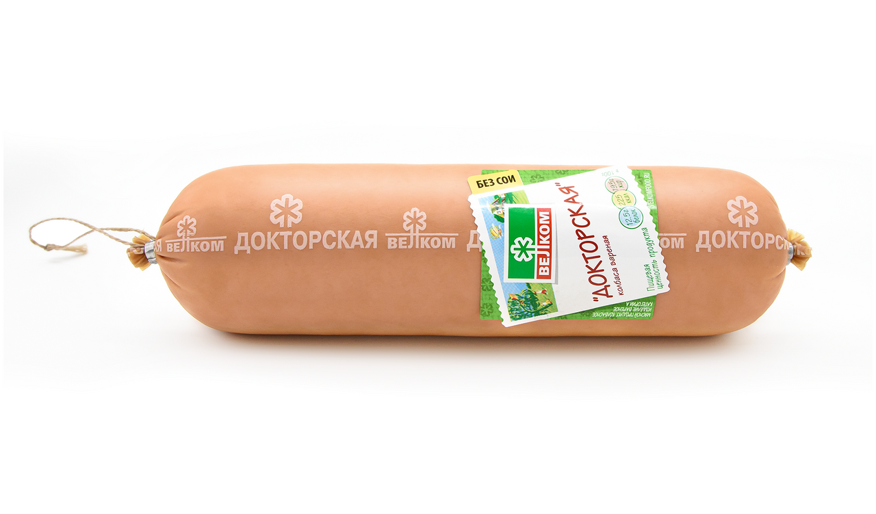 Колбаса Велком Докторская в белковой оболочке вареная, ~920г
