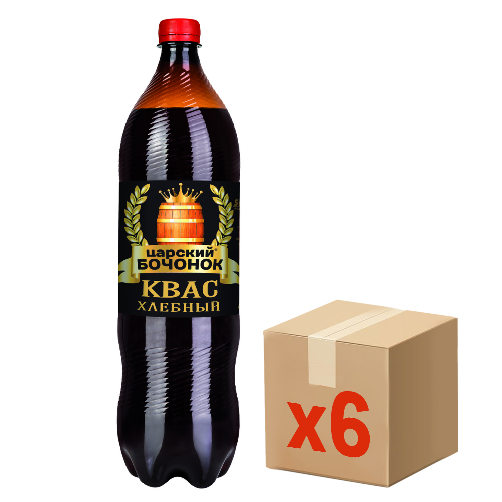 Квас Царский Бочонок Хлебный, 1.5л x 6 шт