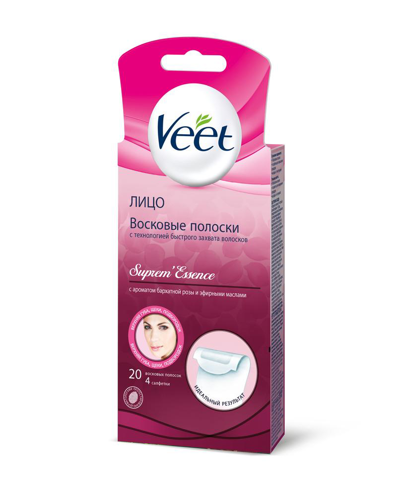 Полоски Veet Suprem Essence восковые для лица, 18шт