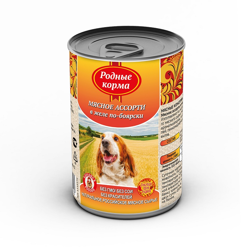 Корм для собак РОДНЫЕ КОРМА мясное ассорти, 970г купить с доставкой на ...