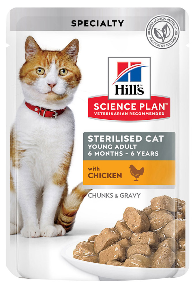 Корм влажный Hill's для стерилизованных кошек с курицей, 85г купить с ...