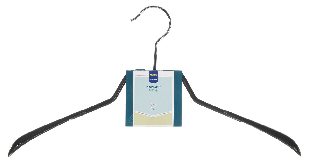 METRO PROFESSIONAL Плечики широкие с нескользящим покрытием черные, 40.5 х 3.5см