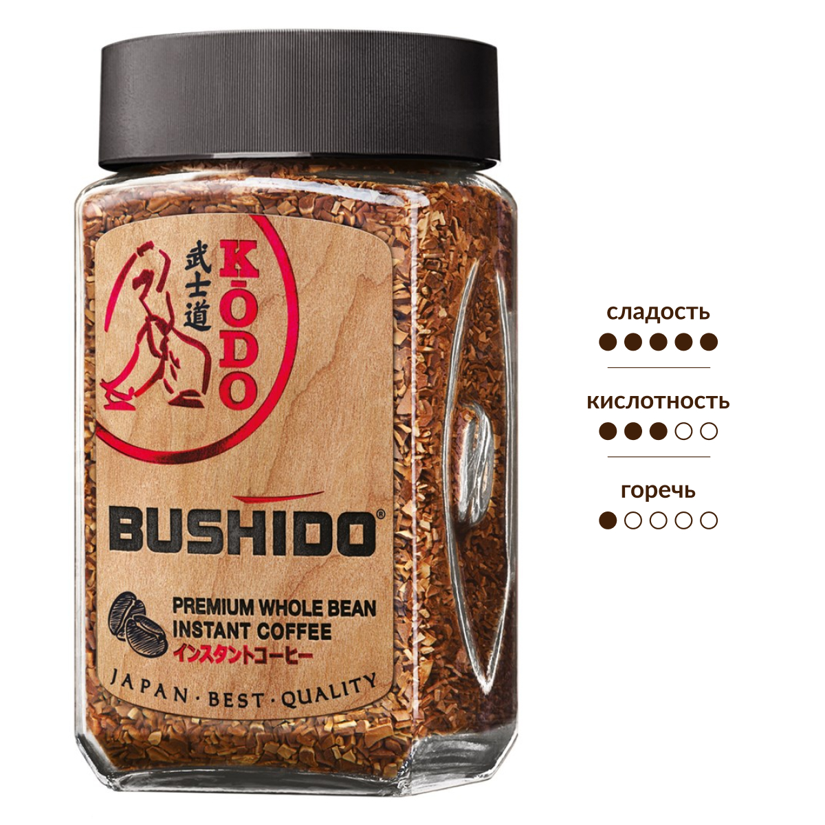 Изображение товара Кофе растворимый Bushido Kodo 95г - натуральный арабика, удобная упаковка